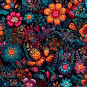 Kočárkovina Vyšívané kytičky