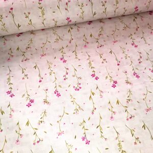 Kočárkovina Imitace lnu Růžové kytičky