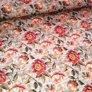 Kočárkovina Imitace lnu Pivoňky