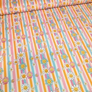 Kočárkovina Pruhy s kytičkami