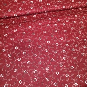 Plátno Bíle kytičky na bordó