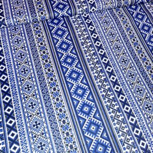 Plátno Pruhy s ornamenty - modrá