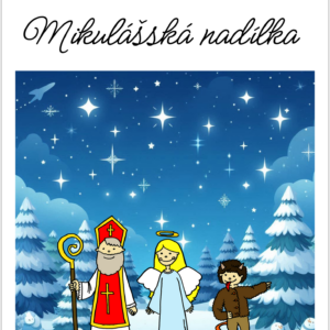 Mikulášský panel - ANDĚL ČERT MIKULÁŠ V ZIMNÍ KRAJINĚ