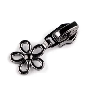 JEZDEC K ZIPU 5 mm KVÍTEK  - ČERNÝ NIKL