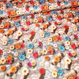 Kočárkovina Špulky nití a kytičky