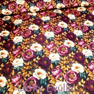 Kočárkovina Bílé, růžové a fialové pivoňky se zlatými lístky