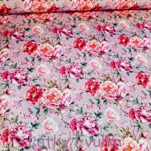 Kočárkovina Růžové pivoňky na šedé