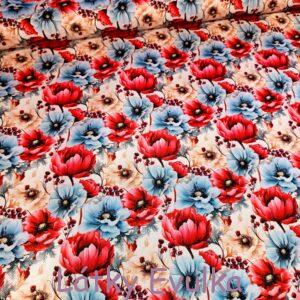 Kočárkovina Červené, modré a krémové vlčí máky