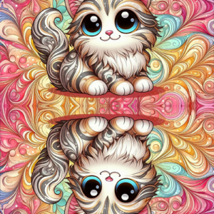 Dvojpanel KOČIČKA NA DUHOVÉM PODKLADU