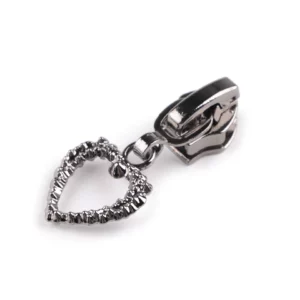 JEZDEC K ZIPU 6 mm SRDCE - ČERNÝ NIKL