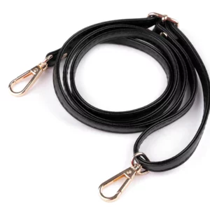Koženkový popruh 1cm - černý + zlaté karabiny