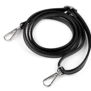 Koženkový popruh 1cm - černý + nikl karabiny