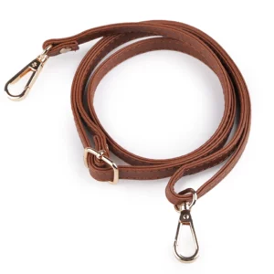 Koženkový popruh 1cm - hnědý koňak+ zlaté karabiny