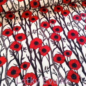 Kočárkovina Kreslené vlčí máky na světlém podkladu