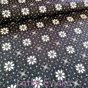 Kočárkovina Bílé kytičky na černé