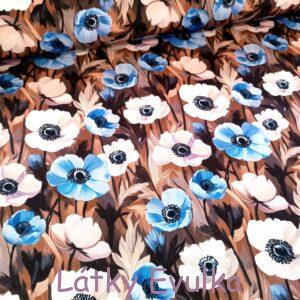 Kočárkovina Modré a bílé vlčí máky na tmavém podkladu