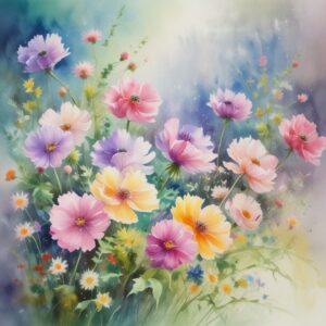 PANEL AKVARELOVÉ KVĚTINY 1