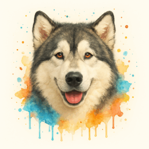 PANEL ALJAŠSKÝ MALAMUT VODOVKOVÉ POZADÍ