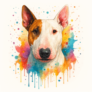 PANEL ANGLICKÝ BULTERIÉR HNĚDOBÍLÝ VODOVKOVÉ POZADÍ 1