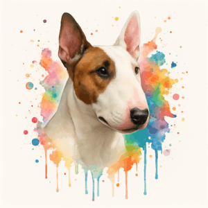 PANEL ANGLICKÝ BULTERIÉR HNĚDOBÍLÝ VODOVKOVÉ POZADÍ 2