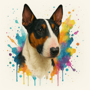 PANEL ANGLICKÝ BULTERIÉR TŘÍBAREVNÝ VODOVKOVÉ POZADÍ 2