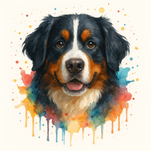 PANEL BERNSKÝ SALAŠNICKÝ PES VODOVKOVÉ POZADÍ