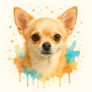 PANEL ČIVAVA BÉŽOVÁ VODOVKOVÉ POZADÍ