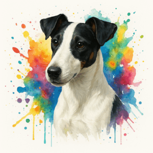 PANEL FOXTERIÉR KRÁTKOSRSTÝ ČERNOBÍLÝ VODOVKOVÉ POZADÍ 12