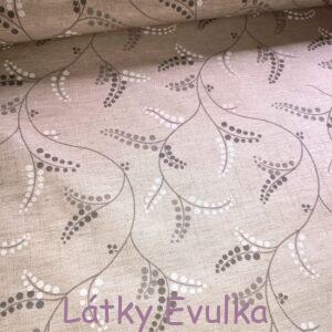 Dekorační látka Puntíkaté lístečky