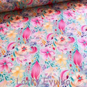 Kočárkovina Růžové a žluté kytičky