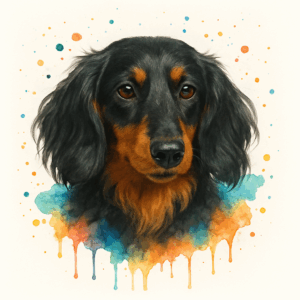 PANEL JEZEVČÍK DLOUHOSRSTÝ ČERNÝ VODOVKOVÉ POZADÍ