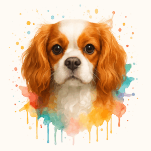 PANEL KAVALÍR KING CHARLES ŠPANĚL BLENHEIM VODOVKOVÉ POZADÍ