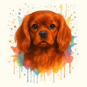 PANEL KAVALÍR KING CHARLES ŠPANĚL RUBY VODOVKOVÉ POZADÍ