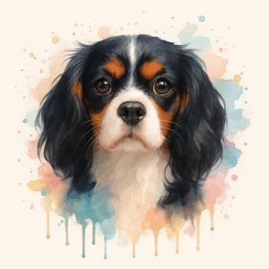 PANEL KAVALÍR KING CHARLES ŠPANĚL TRIKOLOR VODOVKOVÉ POZADÍ