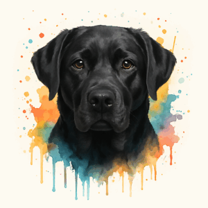 PANEL LABRADORSKÝ RETRÍVR ČERNÝ VODOVKOVÉ POZADÍ