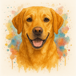 PANEL LABRADORSKÝ RETRÍVR SVĚTLÝ VODOVKOVÉ POZADÍ 1