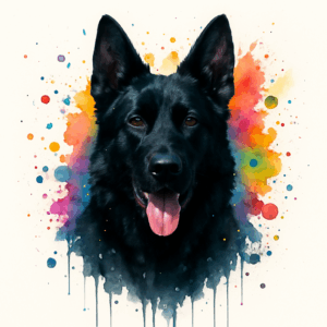 PANEL NĚMECKÝ OVČÁK ČERNÝ VODOVKOVÉ POZADÍ