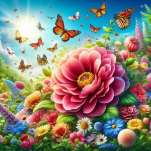 PANEL ROZKVETLÉ KVĚTINY S MOTÝLKY 1