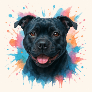 PANEL STAFORDŠÍRSKÝ BULTERIÉR ČERNÝ VODOVKOVÉ POZADÍ