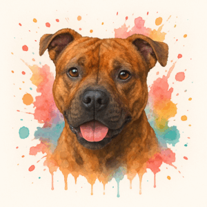 PANEL STAFORDŠÍRSKÝ BULTERIÉR HNĚDÝ VODOVKOVÉ POZADÍ 1