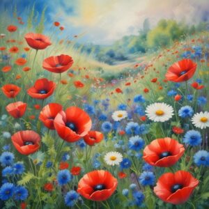 PANEL VLČÍ MÁKY, KOPRETINY A CHRPA