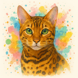 PANEL BENGÁLSKÁ KOČKA VODOVKOVÉ POZADÍ