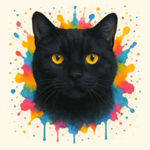 PANEL BRITSKÁ KOČKA ČERNÁ VODOVKOVÉ POZADÍ