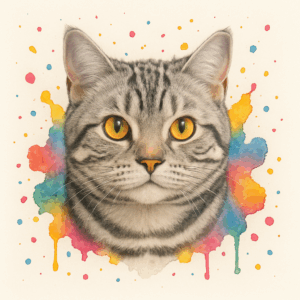 PANEL BRITSKÁ KOČKA STŘÍBŘITĚ-MRAMOROVANÁ VODOVKOVÉ POZADÍ