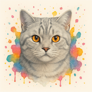 PANEL BRITSKÁ KOČKA STŘÍBRNÁ VODOVKOVÉ POZADÍ