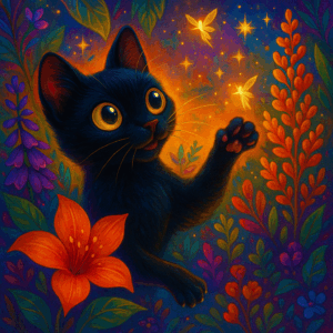 PANEL ČERNÁ KOČKA V KVĚTINÁCH 2