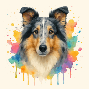 PANEL DLOUHOSRSTÁ KOLIE MERLE VODOVKOVÉ POZADÍ