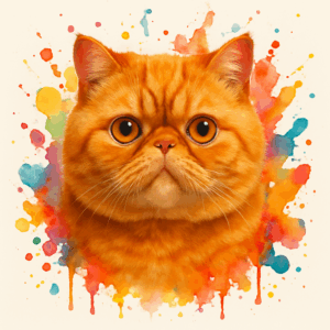 PANEL EXOTICKÁ KRÁTKOSRSTÁ KOČKA ZRZAVÁ VODOVKOVÉ POZADÍ