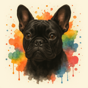 PANEL FRANCOUZSKÝ BULDOČEK ČERNÝ VODOVKOVÉ POZADÍ