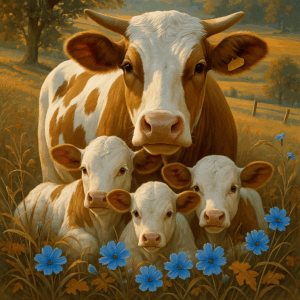 PANEL KRÁVA S TELÁTKY